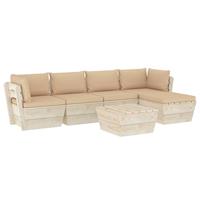 vidaXL 6-delige Loungeset met kussens pallet vurenhout