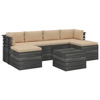 vidaXL 7-delige Loungeset met kussens pallet massief grenenhout