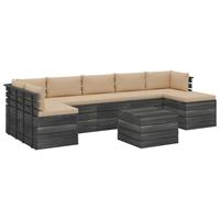 8-delige Loungeset Met Kussens Pallet Massief Grenenhout
