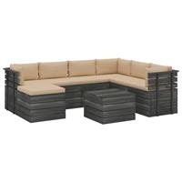 8-delige Loungeset Pallet Met Kussens Massief Grenenhout