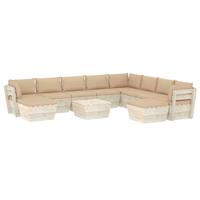 vidaXL 11-delige Loungeset met kussens pallet vurenhout