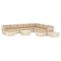 vidaXL 12-delige Loungeset met kussens pallet vurenhout