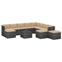 vidaXL 12-delige Loungeset met kussens pallet massief grenenhout