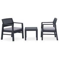 vidaXL 3-tlg. Garten-Lounge-Set mit Auflagen Kunststoff  Grau