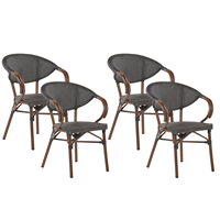 Beliani Tuinstoel set van 4 grijs/donkerbruin CASPRI