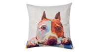 Clayre & Eef Kussenhoes KT021.236 43*43 cm Wit, Bruin, Paars Polyester Vierkant Hond Sierkussenhoes