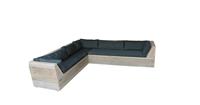 Wood4you Loungeset 6 steigerhout 260x200 cm - L-vorm - incl. plofkussens