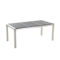 Beliani Tuintafel gebrand graniet grijs tafelblad 180x90cm GROSSETO