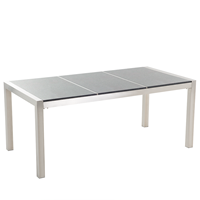 Beliani Tuintafel gepolijst graniet zwart tafelblad 180x90cm GROSSETO