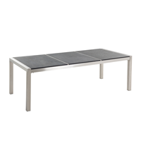 Beliani Tuintafel gebrand graniet/RVS zwart 220 x 100 cm GROSSETO