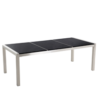 Beliani Tuintafel gepolijst graniet/RVS zwart 220 x 100 cm GROSSETO