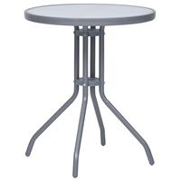 vidaXL Tuintafel 60 cm staal en glas lichtgrijs