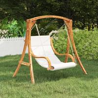 vidaXL Schommelstoel zonder schommelframe met kussen gebogen hout