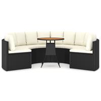 vidaXL 7-tlg. Garten-Sofagarnitur mit Auflagen Poly Rattan  Schwarz