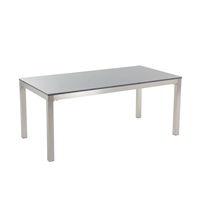 Beliani Tuintafel gepolijst graniet grijs tafelblad 180 x 90 cm GROSSETO