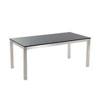 Beliani Tuintafel gepolijst graniet zwart tafelblad 180 x 90 cm GROSSETO