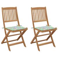 vidaXL Tuinstoelen 2 st inklapbaar met kussens massief acaciahout