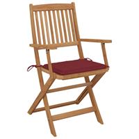 vidaXL Tuinstoelen 2 st inklapbaar met kussens massief acaciahout