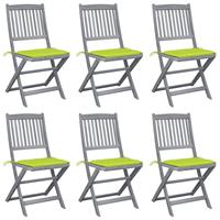 vidaXL Tuinstoelen 6 st inklapbaar met kussens massief acaciahout