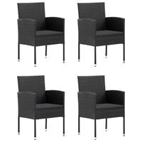 vidaXL 5-tlg. Garten-Essgruppe Poly Rattan Schwarz 