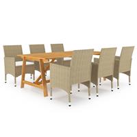 vidaXL 7-tlg. Garten-Essgruppe  Beige