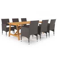 vidaXL 7-tlg. Garten-Essgruppe  Braun