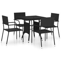 vidaXL 5-tlg. Garten-Essgruppe Poly Rattan Schwarz 