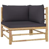 vidaxl 2-tlg. Garten-Lounge-Set mit Kissen Dunkelgrau Bambus