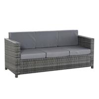 Outsunny 3 - Sitzer Rattansofa mit Kissen braun/weiß