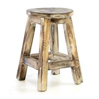 VCM Vintage Hocker 40cm geflammt massiv Holz Sitzhocker Blumentisch mehrfarbig