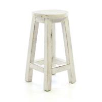 VCM Hocker weiß im Vintage-Look massiv Holz Schemel Blumentisch 50 cm