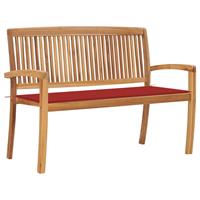 VidaXL Stapelbare Gartenbank mit Auflage 128,5 cm Massivholz Teak 