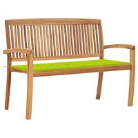 VidaXL Stapelbare Gartenbank mit Auflage 128,5 cm Massivholz Teak 