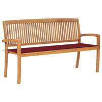 VidaXL Stapelbare Gartenbank mit Auflage 159 cm Massivholz Teak 