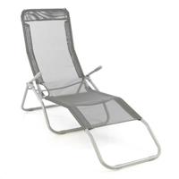 VCM Gartenliege Bäderliege 160 cm Textilene grau Armlehne Stahl Relaxliege klappbar