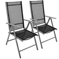 VCM 2er Set Klappstuhl schwarz Klappsessel Gartenstuhl Campingstuhl Liegestuhl