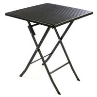 VCM Tisch in Rattan-Optik Balkontisch Gartentisch 75 x 61 x 61 cm klappbar schwarz