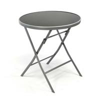 VCM Bistrotisch mit Glasplatte klappbar Terrassentisch Glastisch silber Ø 70cm Stahl