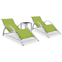 VidaXL Sonnenliegen 2 Stk. mit Tisch Aluminium  Grün