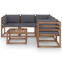 vidaXL 6-tlg. Garten-Lounge-Set Kissen Anthrazit Kiefer Imprägniert Braun