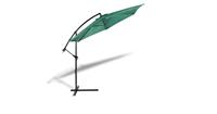 909-Outdoor 909 OUTDOOR Hangende parasol in donkergroen 2.5 m hoog, Tuinparasol met stalenframe en hoes, Parasol met zwengelgreep en kantelfunctie, Modern en luxe design, Diameter 300 cm