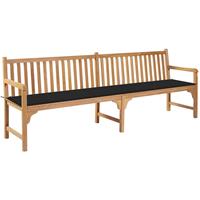 vidaXL Tuinbank met zwart kussen 240 cm massief teakhout