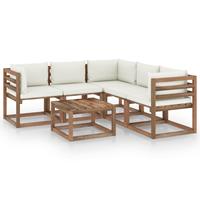 vidaxl 6-tlg. Garten-Lounge-Set Kissen Creme Kiefer Imprägniert