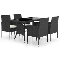 vidaXL 5-tlg. Garten-Essgruppe Poly Rattan Schwarz 
