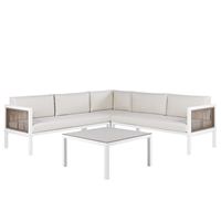 Beliani Loungeset aluminium wit/bruin 4-zits BORELLO