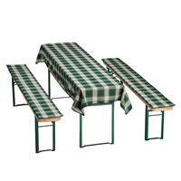 Best Freizeitmöbel 3-tlg. Auflagen- & Tischdecken Set "Karo" Bierbank grün  Erwachsene