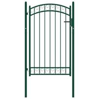 vidaXL Poort met gebogen bovenkant 100x150 cm staal groen