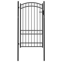 vidaxl Poort met gebogen bovenkant 100x175 cm staal zwart