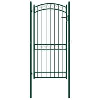 vidaxl Poort met gebogen bovenkant 100x200 cm staal groen