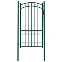 vidaxl Poort met gebogen bovenkant 100x175 cm staal groen